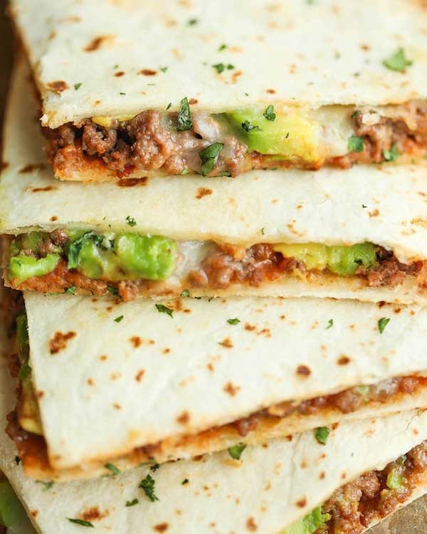 cheesy avocado quesadillas