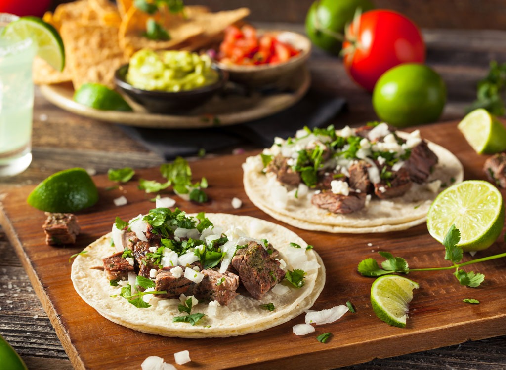 tacos with steak and cilantro