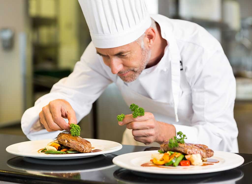 Chef plating a dish