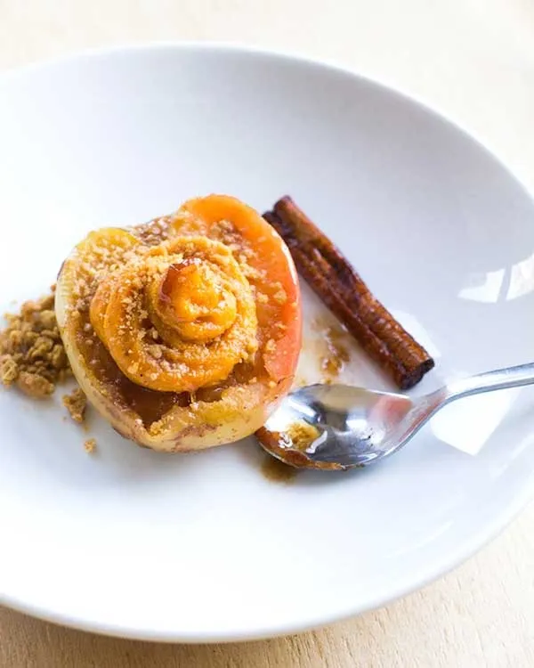 baked apples stuffed with spiced butternut squash and ginger crumble