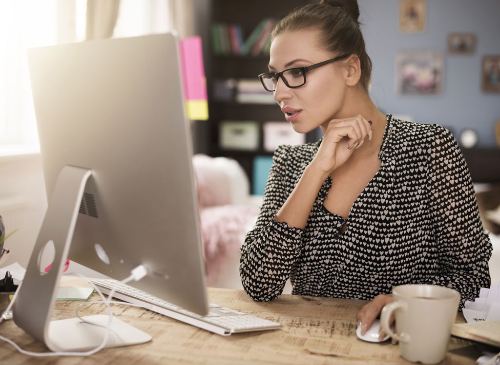 woman sitting at desk