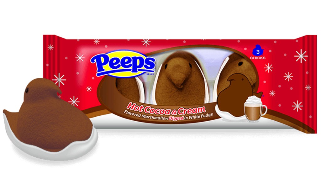 peeps hot cocoa & cream marshmallow chicks in white fudge