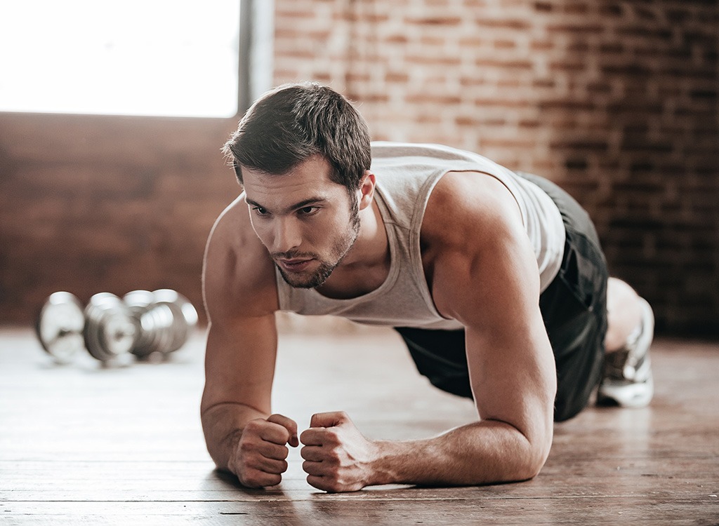 plank attractive man workout