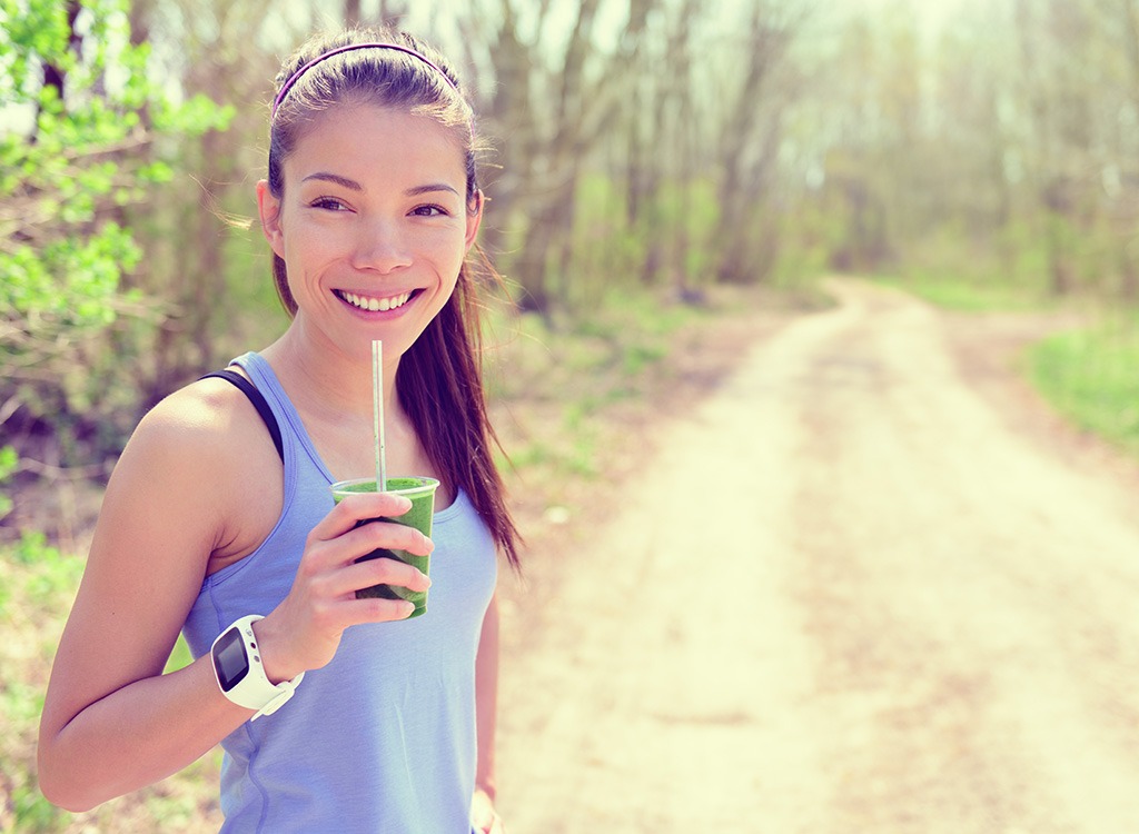 woman with green smoothie - pb2