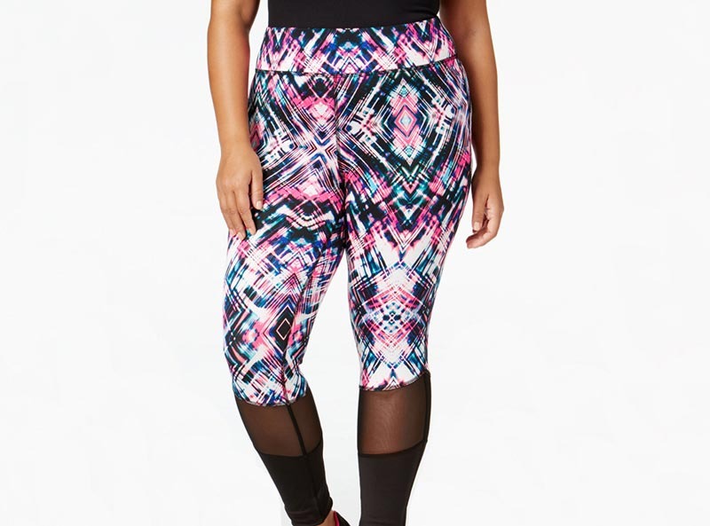 material girl active mesh-trim printed leggings