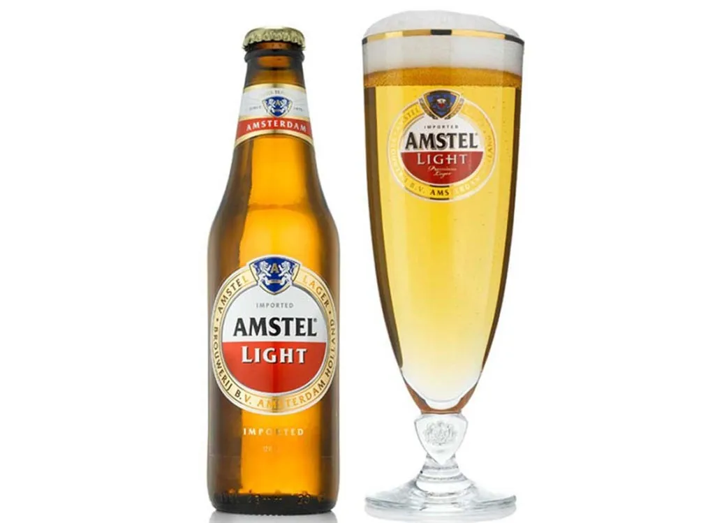 amstel light beer in glass