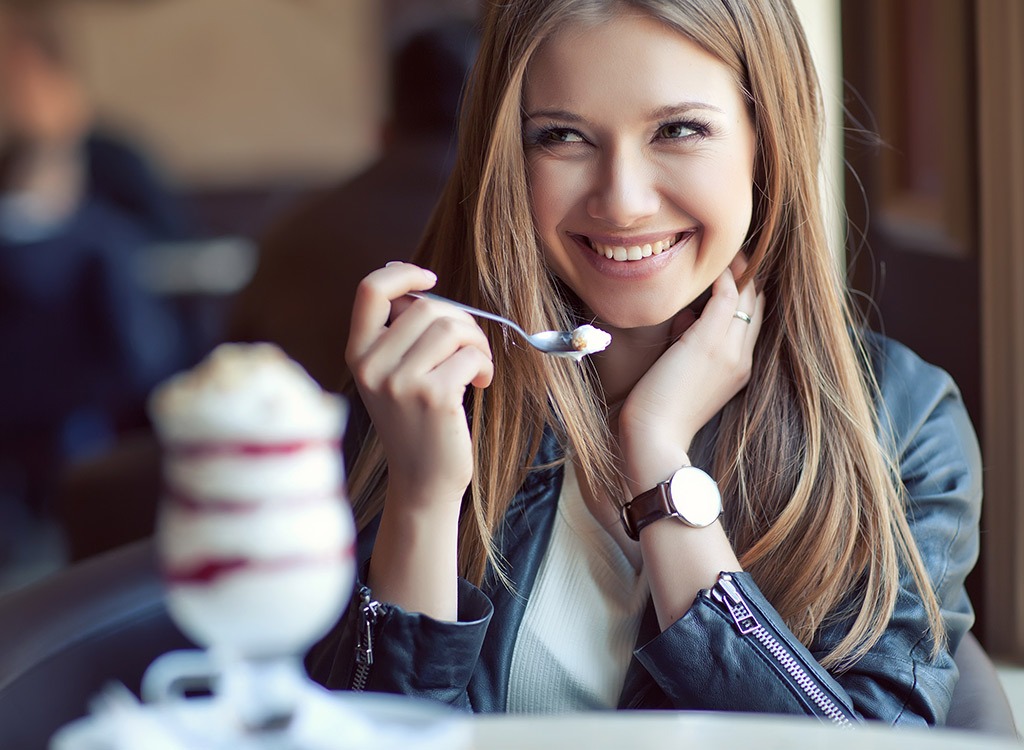 girl eating dessert