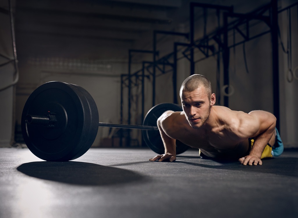 Man doing pushups or burpees