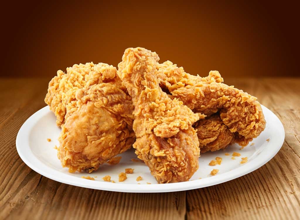 kfc chicken on white plate