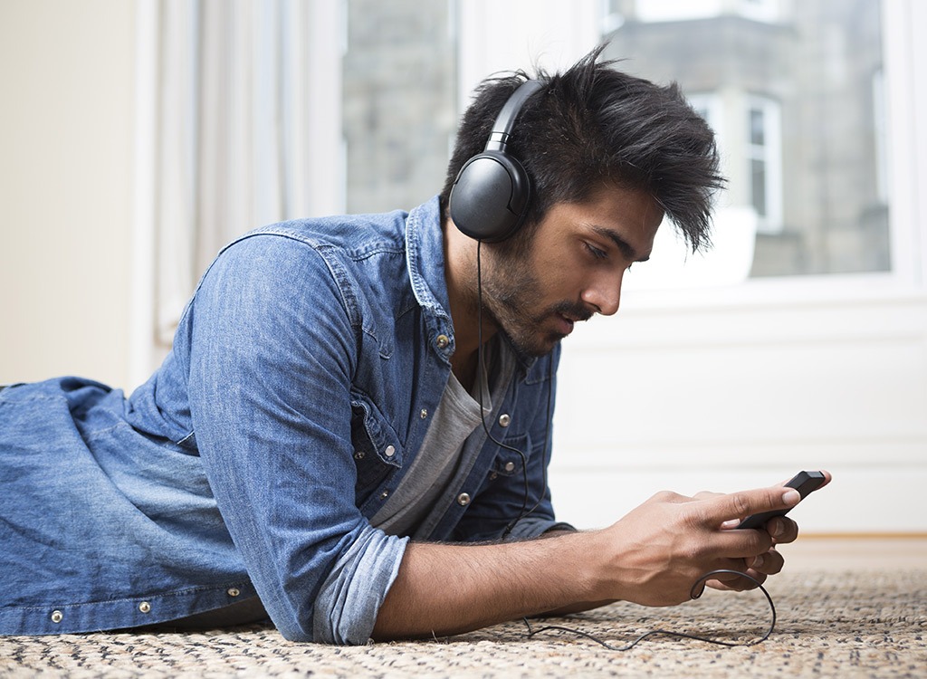 Man listening to music with headphones