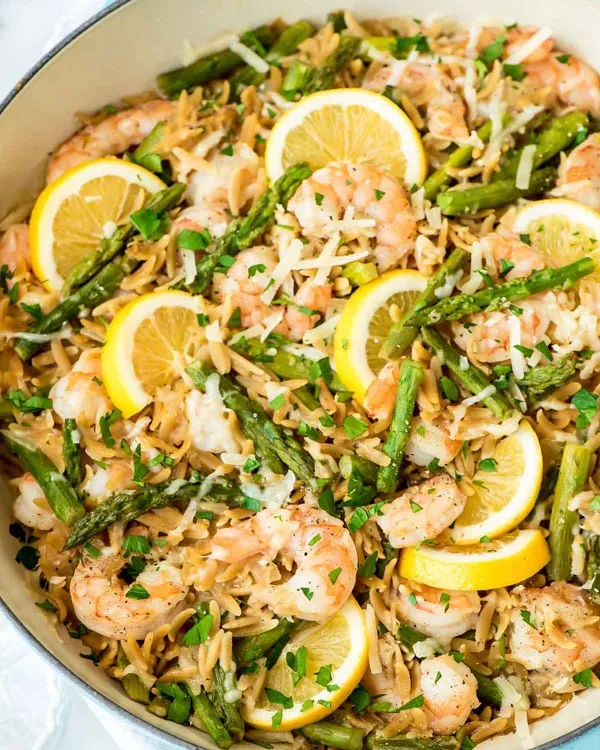 Shrimp recipes Lemon Shrimp Pasta with Orzo and Asparagus