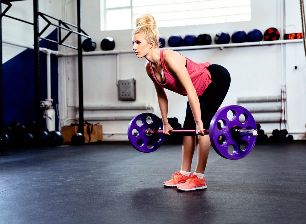 Woman deadlifting