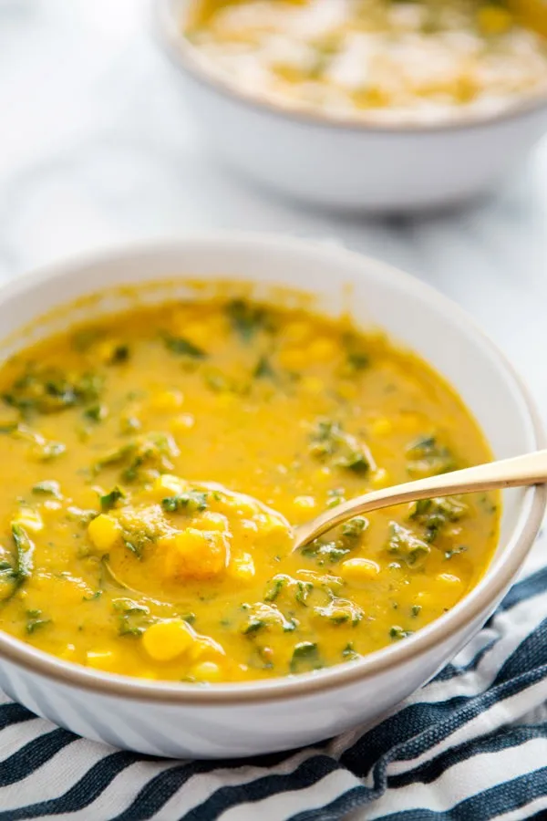 sweet potato kale and corn chowder