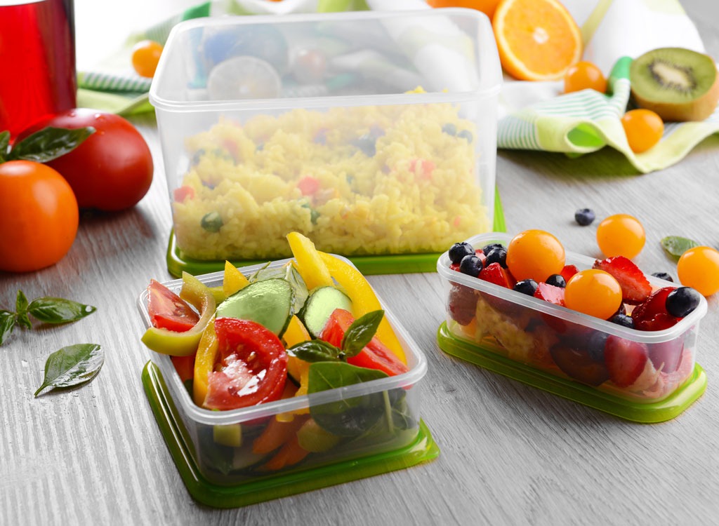 Leftover food in plastic containers