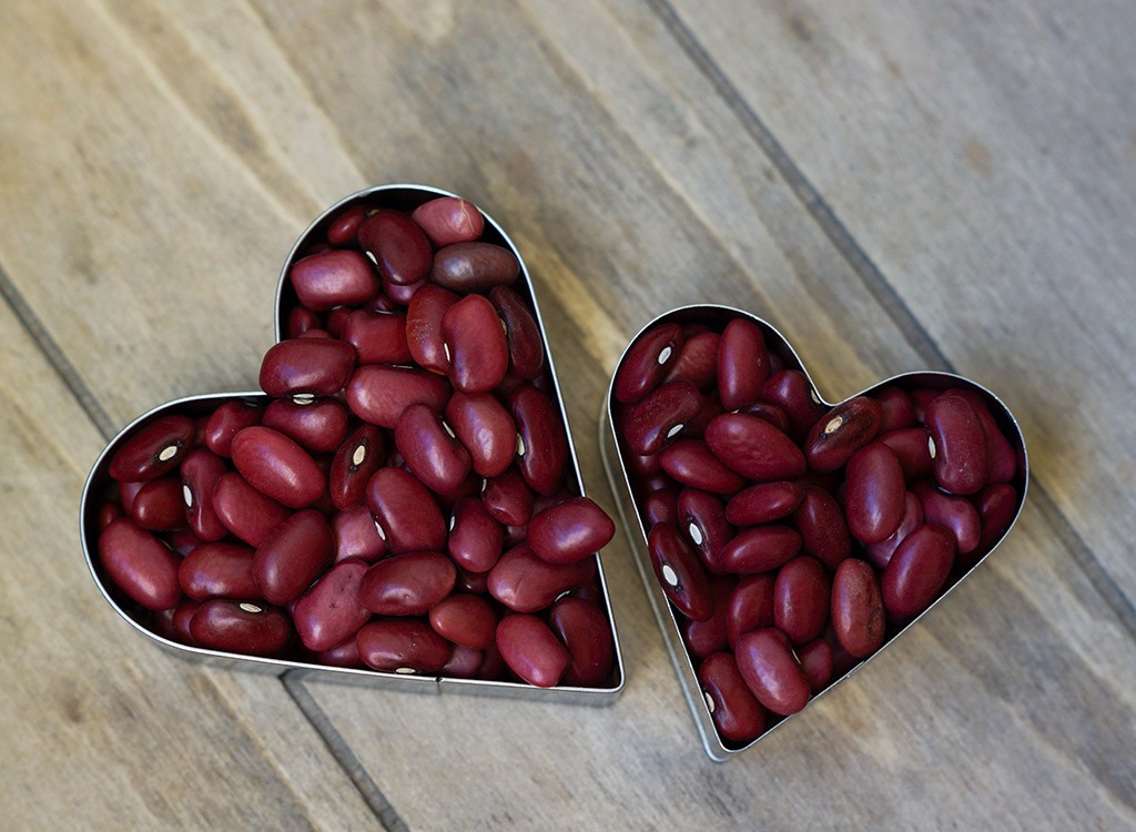 beans in heart shaped dish