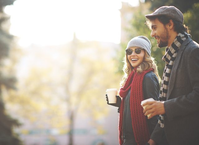 Man and woman walking